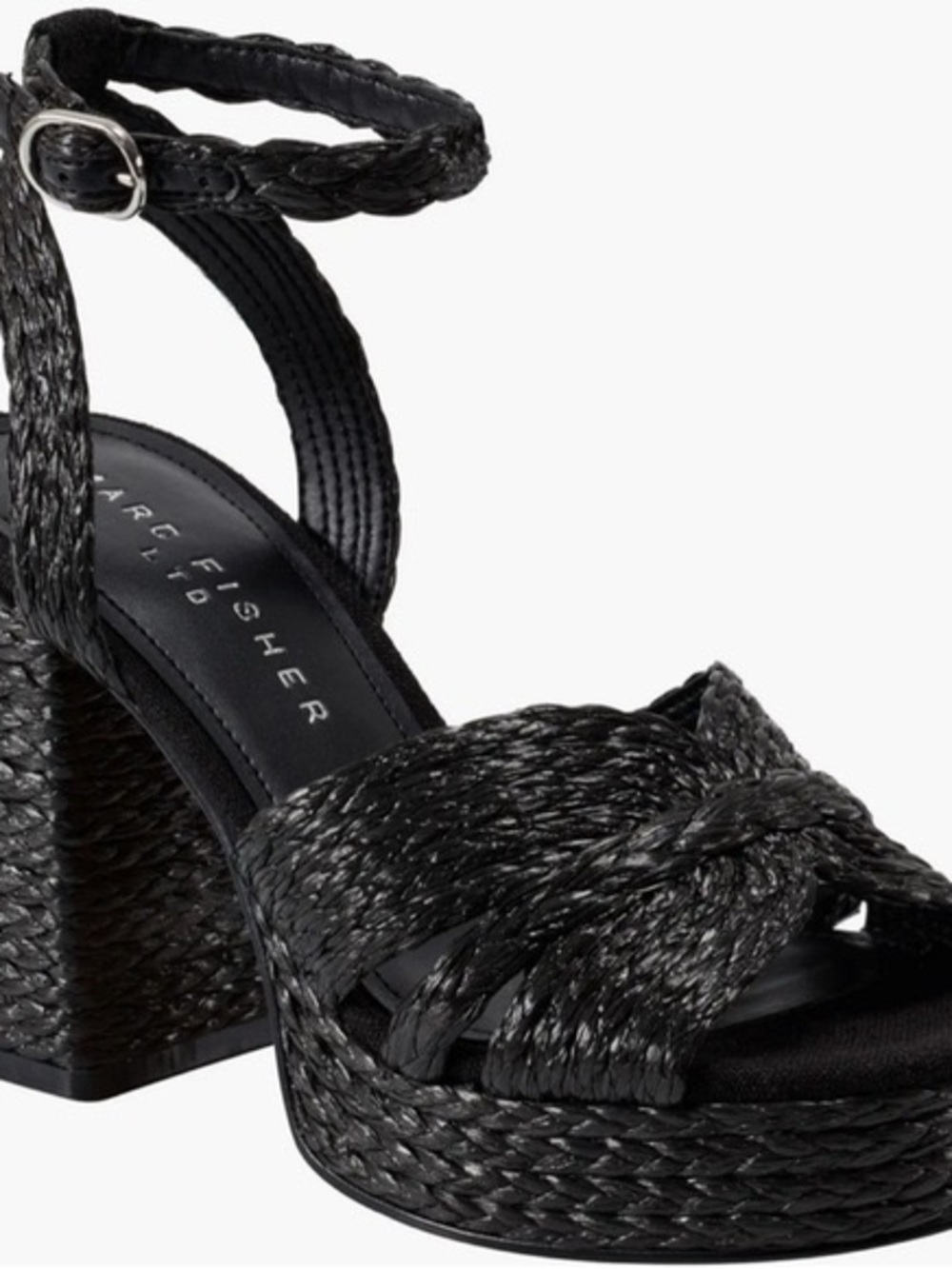 Marc Fisher Janie Raffia Ankle Strap Platform Sandals